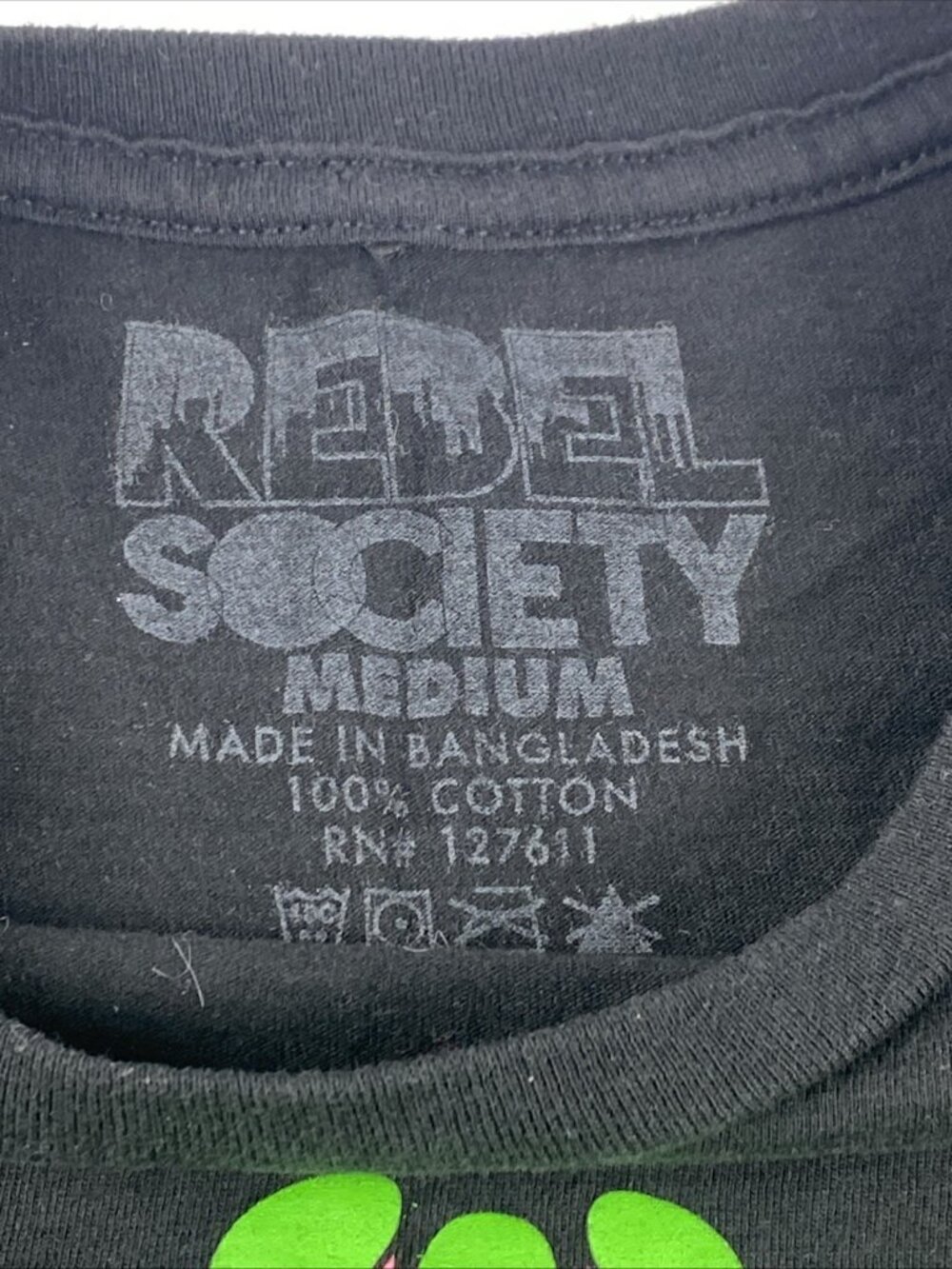 Rebel Society Size M Unisex "Don't Worry ~ Weed Happy" Black T-Shirt 100% Cotton - Picture 3 of 12